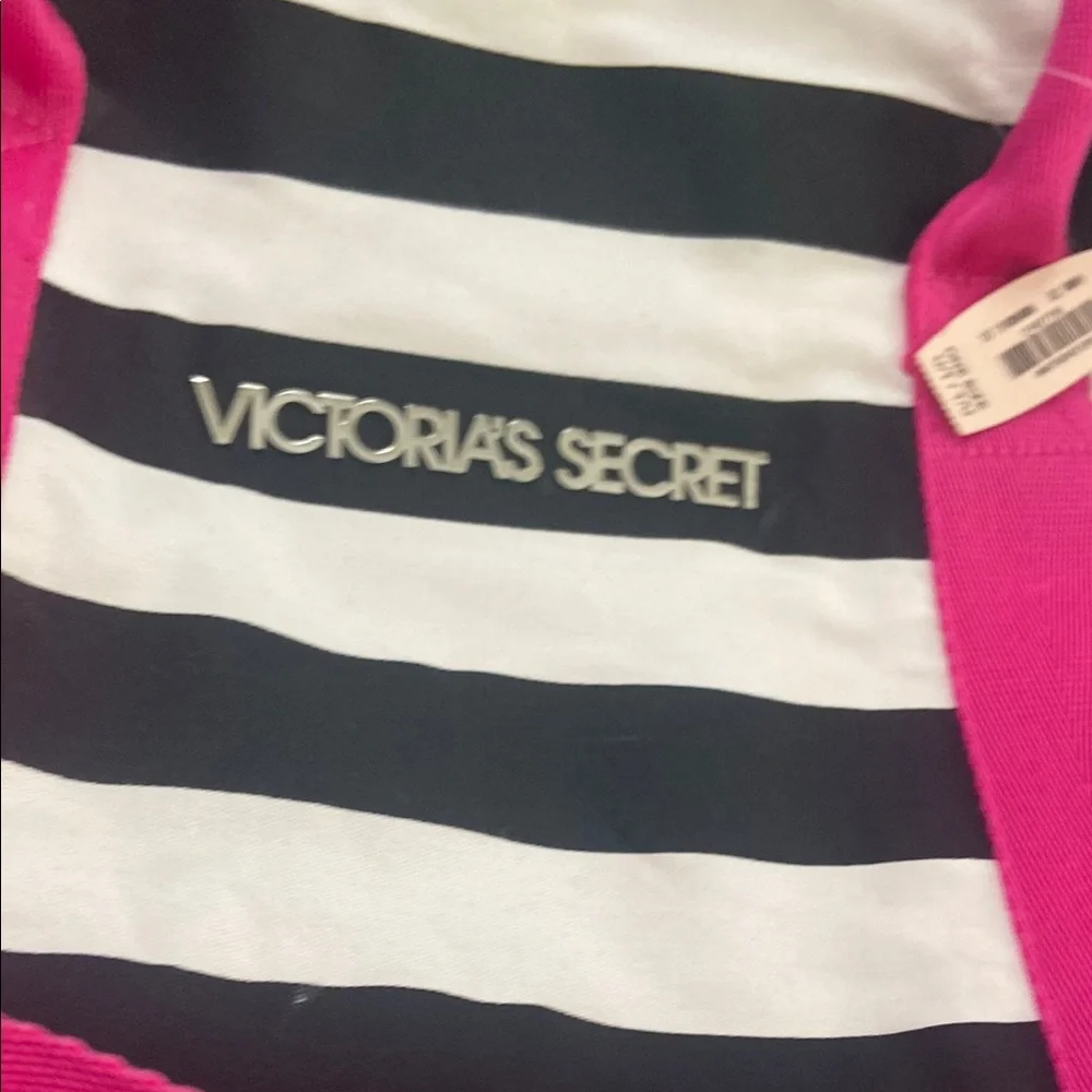 Victoria's Secret Striped Tote Bag with Pink Accents with tag